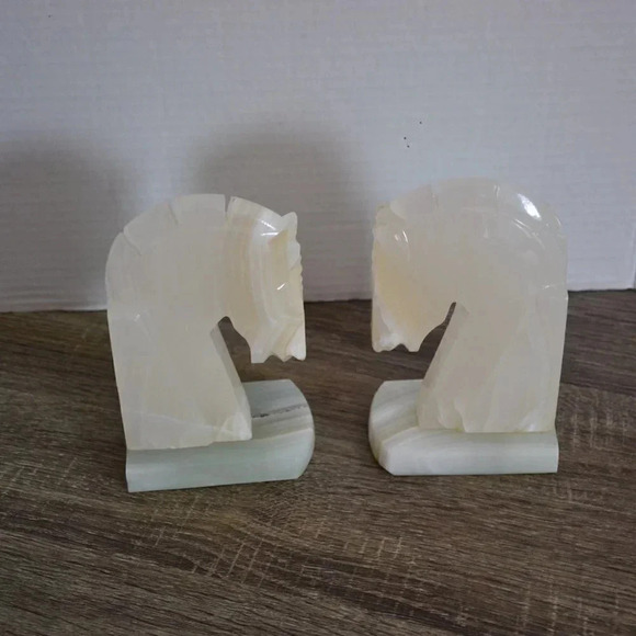 Vtg Onyx Horse Head Book Ends - Picture 5 of 9